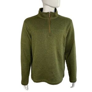 G.H.Bass & Co Men’s Army Green Zipped Collar  Pullover
